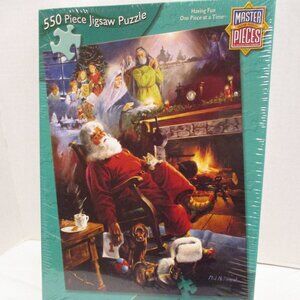 Santa Christmas NEW Sealed Master Pieces Black White Red 550 Piece Puzzle